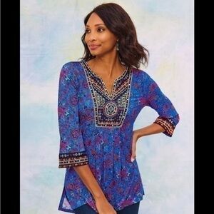 Soft Surroundings Tamuri Embellished Blouse